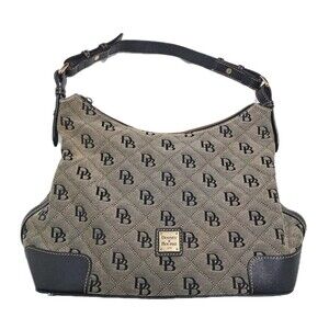 Dooney Bourke Erica Hobo Bag Shoulder Monogram Logo Leather Strap Purse Tote